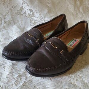 Men's Nico Nerini Uomo Leather Shoes Slip On Brown LOAFER 7.5 M.